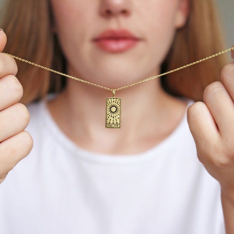 High Quality 925 Silver Tarot Card Pendant Necklace