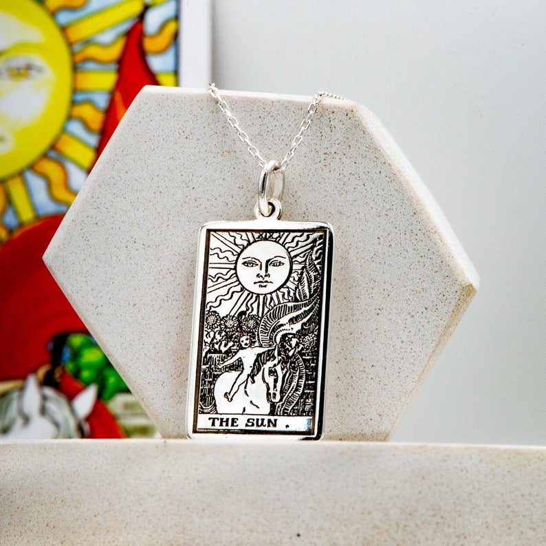 Sun Tarot Card Pendant .925 Sterling Silver w/ hotsell genuine Citrine gem Made in USA