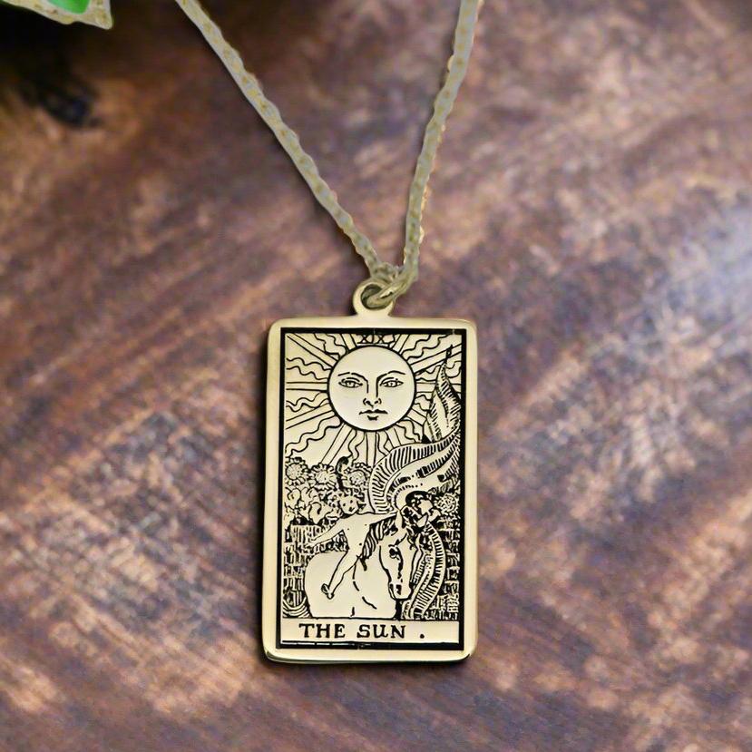 The Sun Tarot Card Necklace Gold or Silver Tarot Pendant Tarot Gifts Tarot Jewelry Celestial Necklace