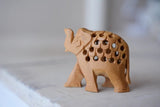 Vintage Handmade Wood Carved Pregnant Elephant with Baby Inside