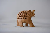 Vintage Handmade Wood Carved Pregnant Elephant with Baby Inside