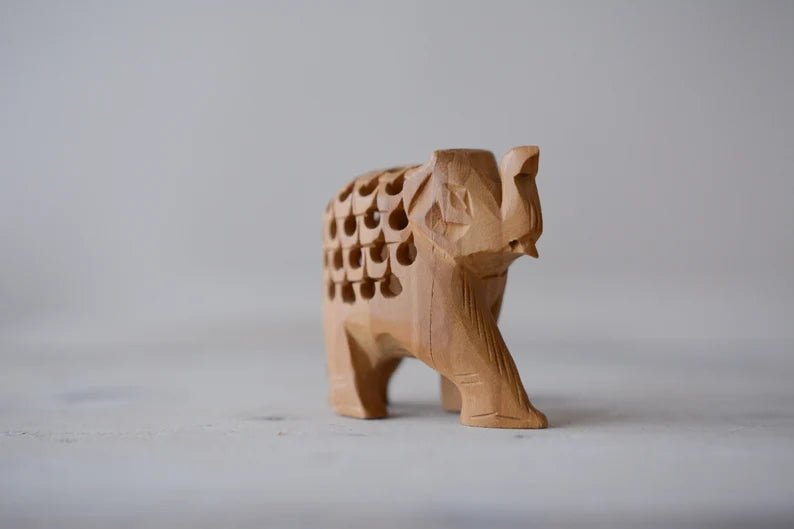 Vintage Handmade Wood Carved Pregnant Elephant with Baby Inside