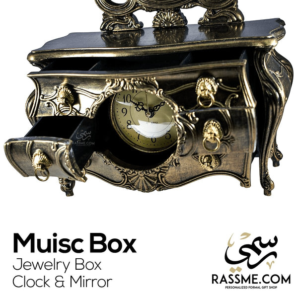 Music Box Jewelry Clock & Mirror Entryway