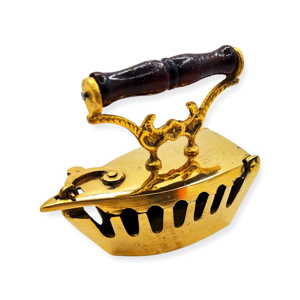 Incense Burner Brass Iron Model Wooden Handle