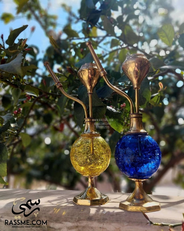 Incense Holder Shisha Blue Glass Model Brass