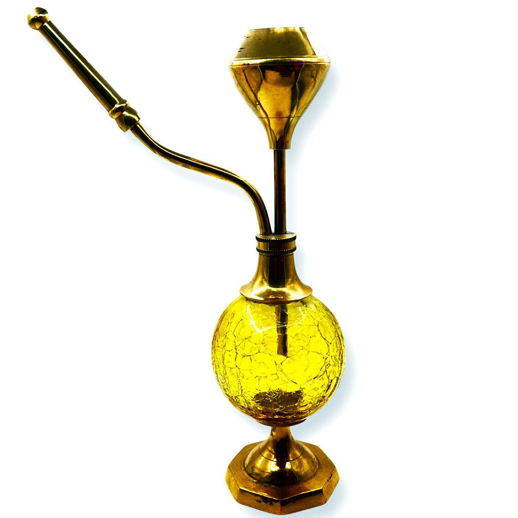 Incense Holder Shisha Yellow Glass Model Brass