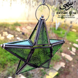 Iron With Glass Star Shaped Lantern Lamp / Candle