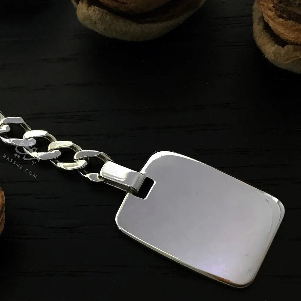 Italian Silver Keychain Light Rectangle - Free Engraving