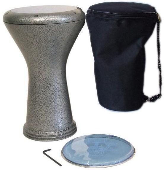Large Metallic Doumbek / Darbuka Drum with soft hand case and Extra Frame