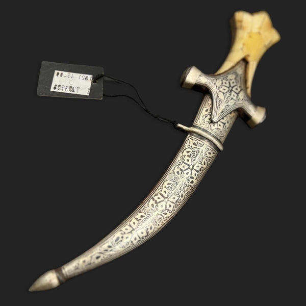 Ivory Head Silver Inlay Dagger