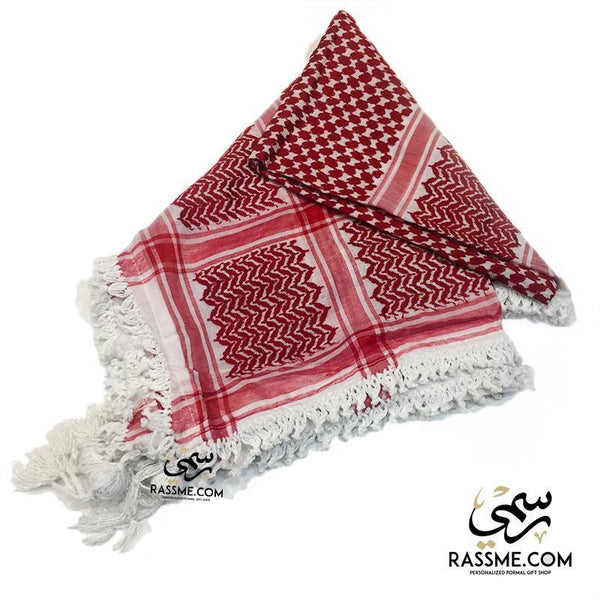 Jordanian Shemagh Keffiyeh Traditional Head Scarf Red And White
