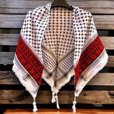 Keffiyeh Tatreez Palestinian keffiyeh Embroidery Hatta Palestine White and black koufiyeh