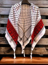 Keffiyeh Tatreez Palestinian keffiyeh Embroidery Hatta Palestine White and black koufiyeh