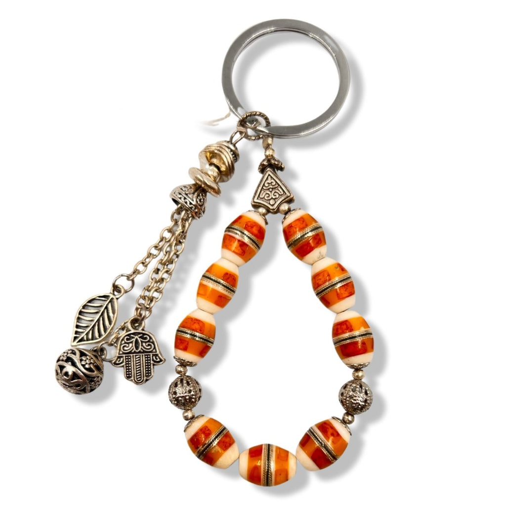 Keychain Worry Beads White & Amber