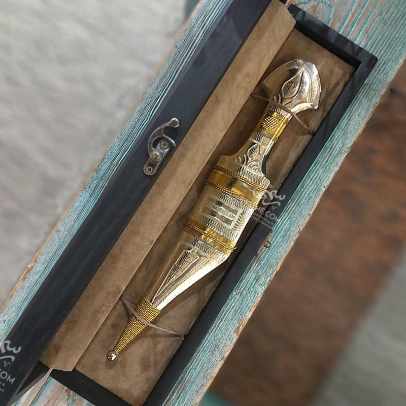 Personalized Large Wooden Box with Brass Dagger
