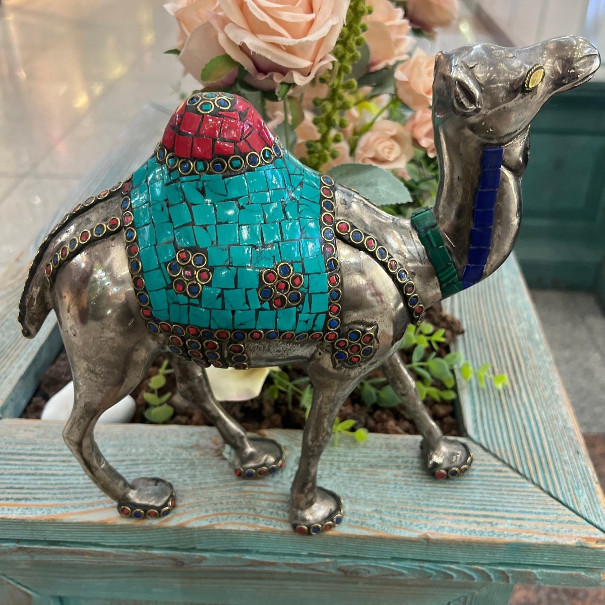 Large Camel semi gemstones and White Metal