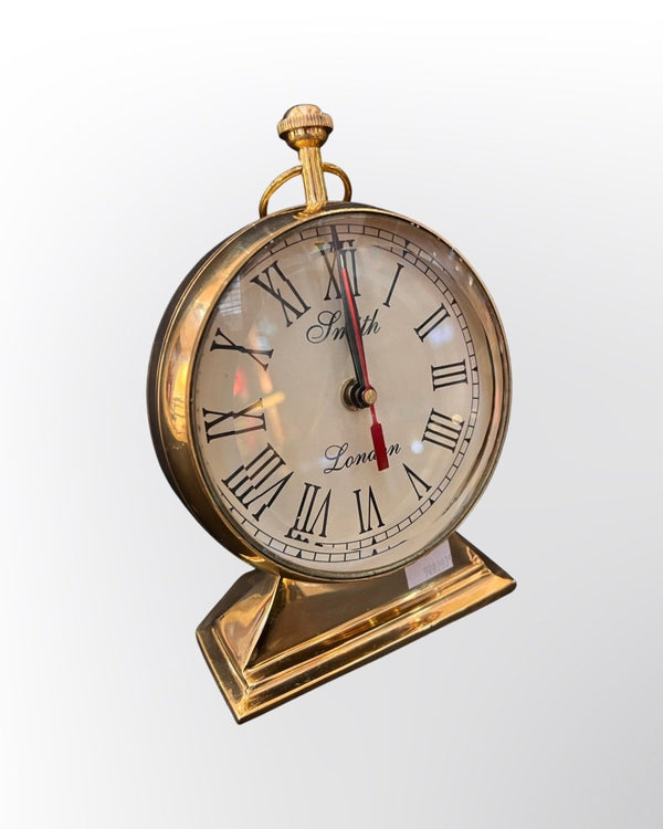 Large Solid Brass Vintage Desk Clock