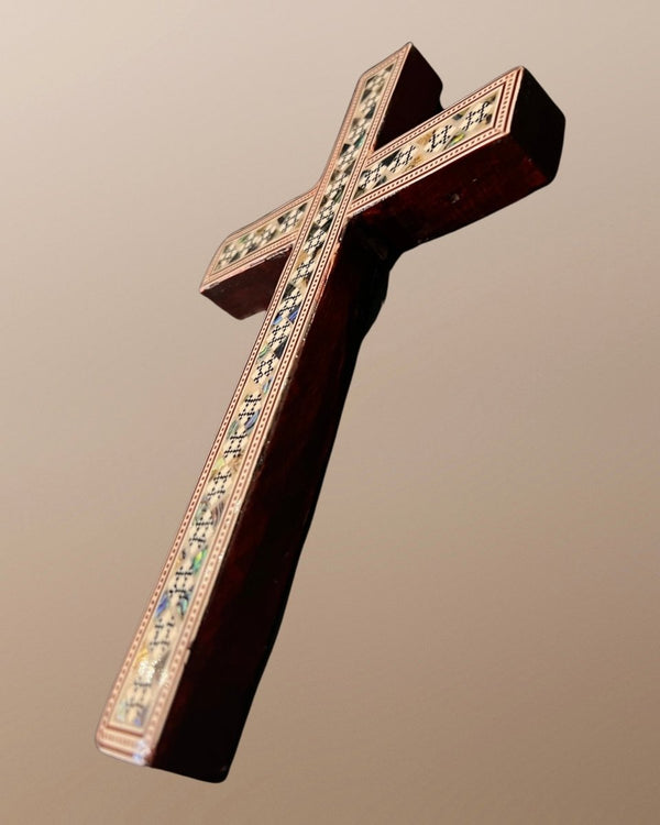 Large Wooden Mother Of Pearl Cross