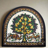 Real Stones Mosaics Tree Of Life Curved Wooden Frame Handcrafted