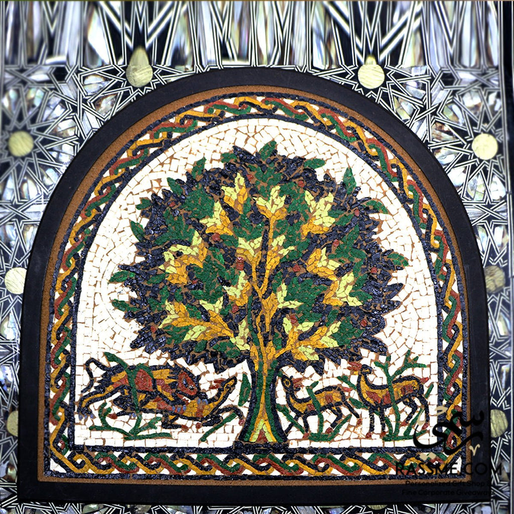 Real Stones Mosaics Tree Of Life Curved Wooden Frame Handcrafted