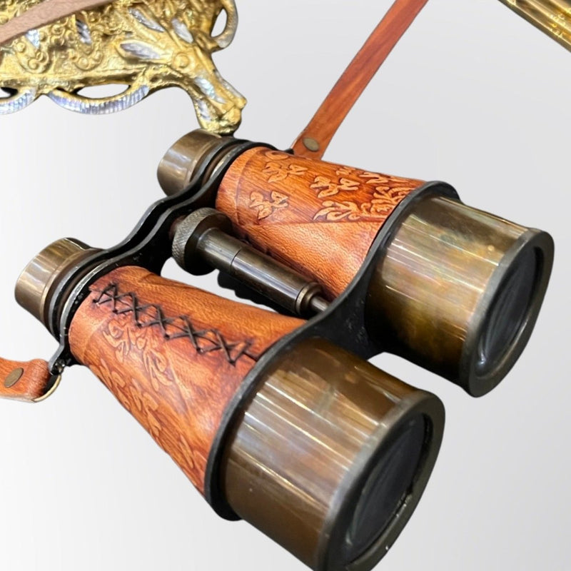 Leather And Brass Telescope Pocket Folding Binocular