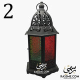 LED Flameless Traditional Wide Door Arabian Glass Lantern Desk