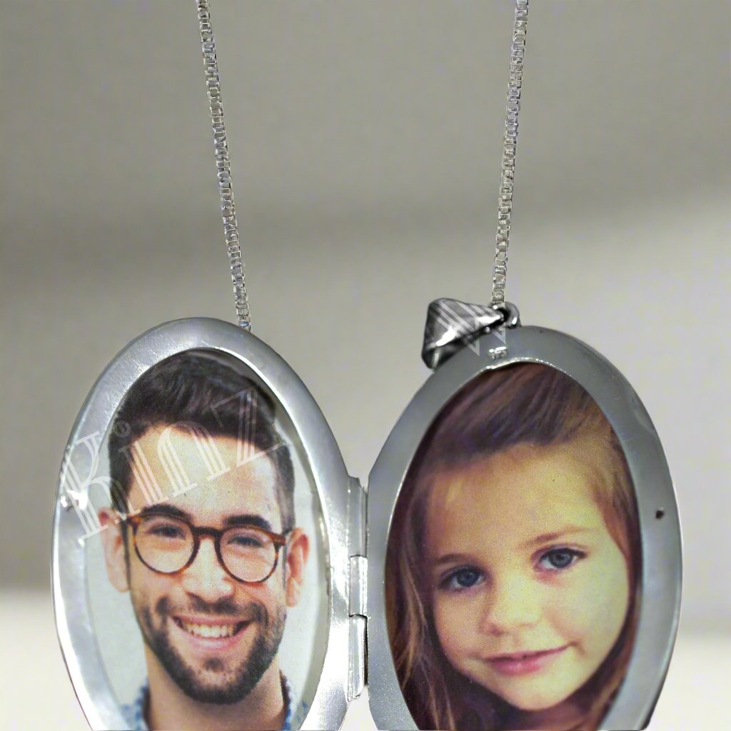 Personalized Sterling Silver Vintage Photo Locket Oval