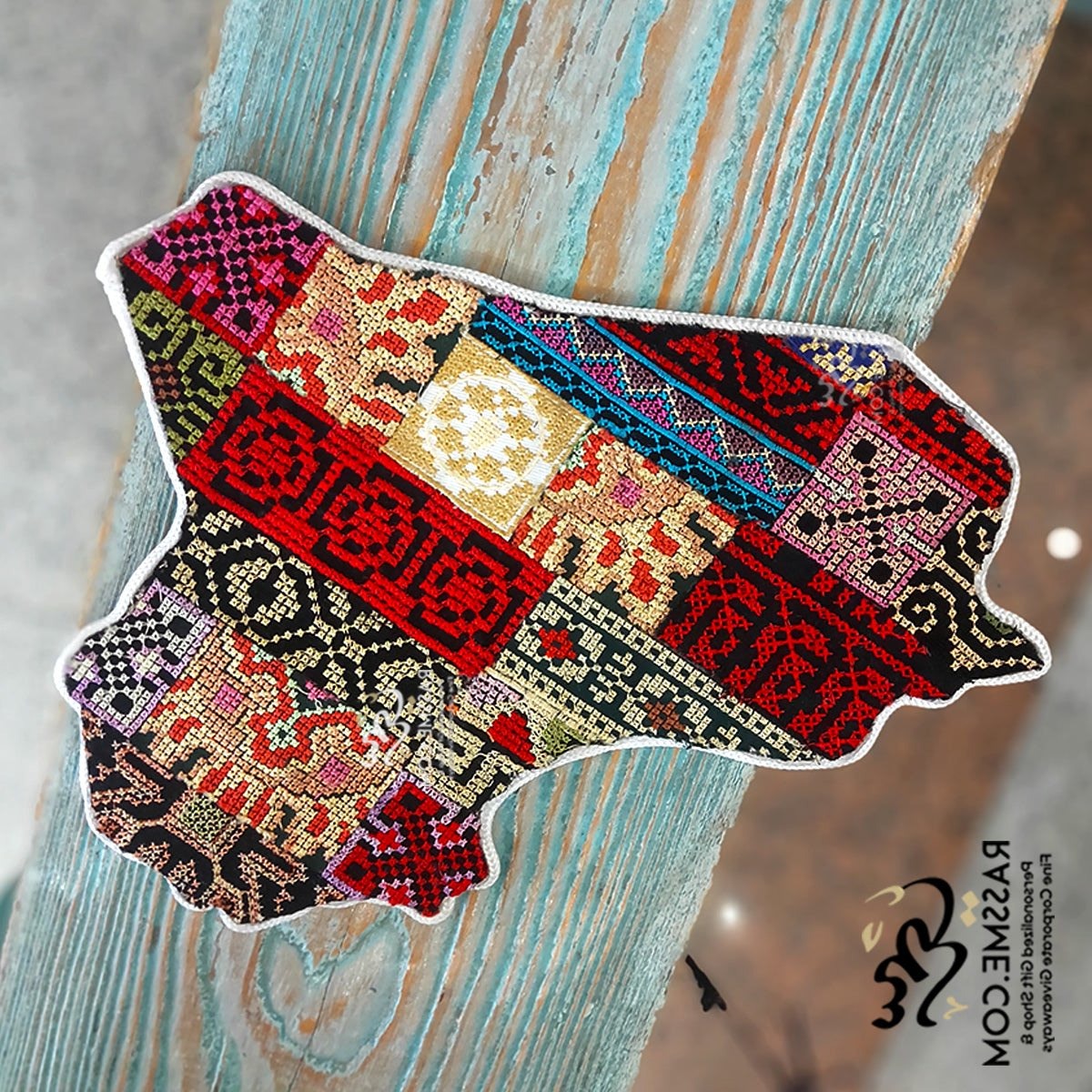 Tatreez Embroidery Iraq Map Wall Hanging Decor