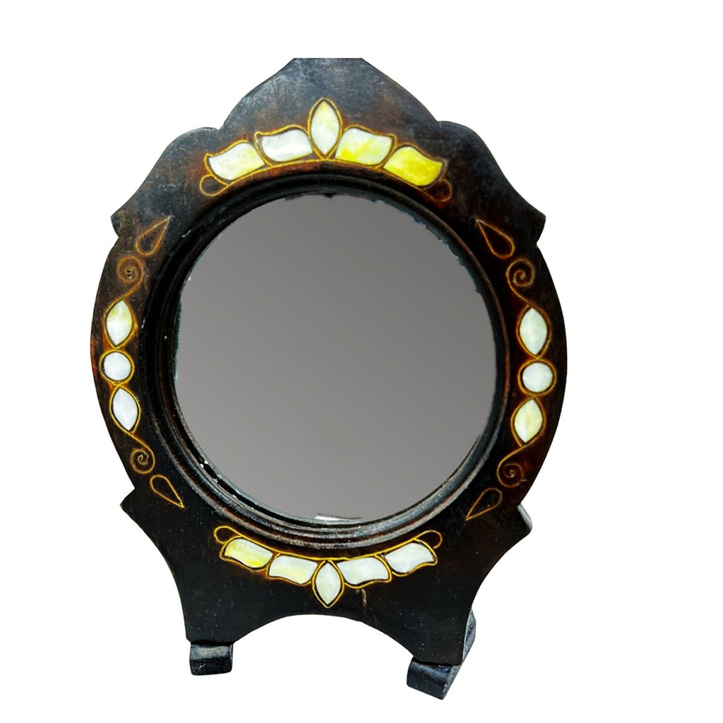 Mirror Stand Wooden With Mother of Pearl Inlaid