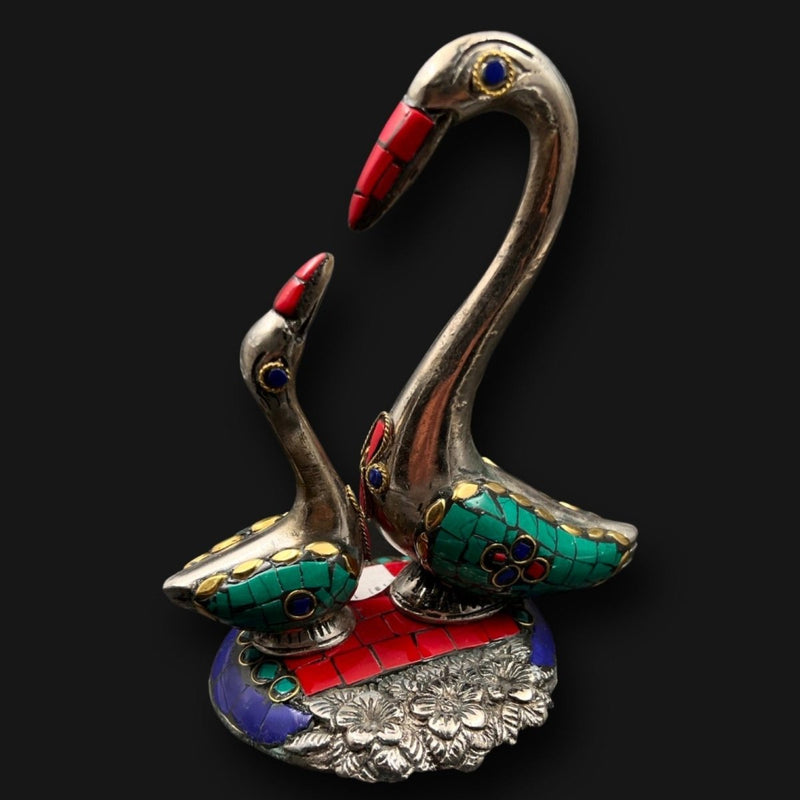 Mother and Daughter Gemstone Swan Home Decor