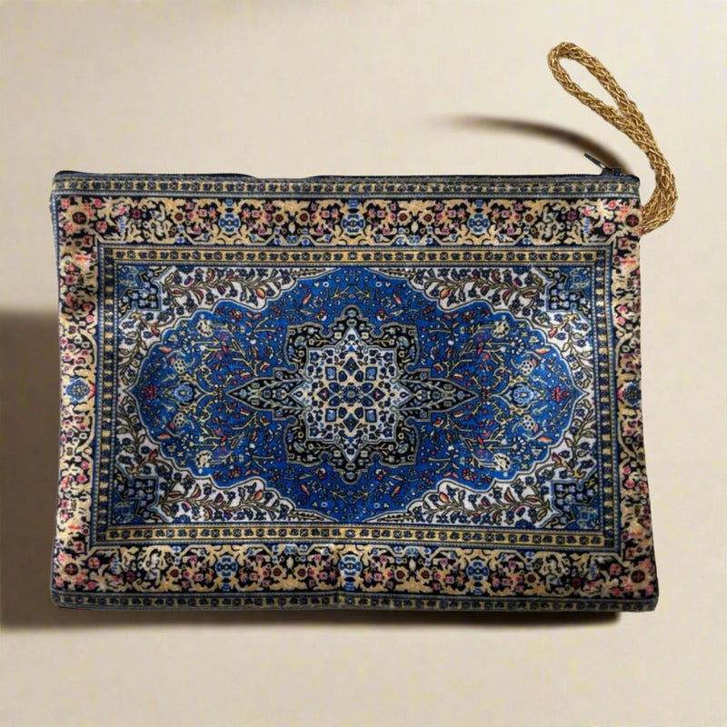 Navy Slim Zipper Purse, Bohemian style Moroccan Bag