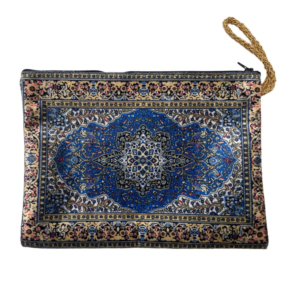 Navy Slim Zipper Purse, Bohemian style Moroccan Bag