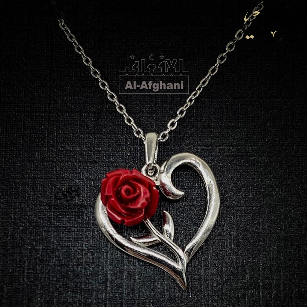 Silver 925 Red Rose Necklace