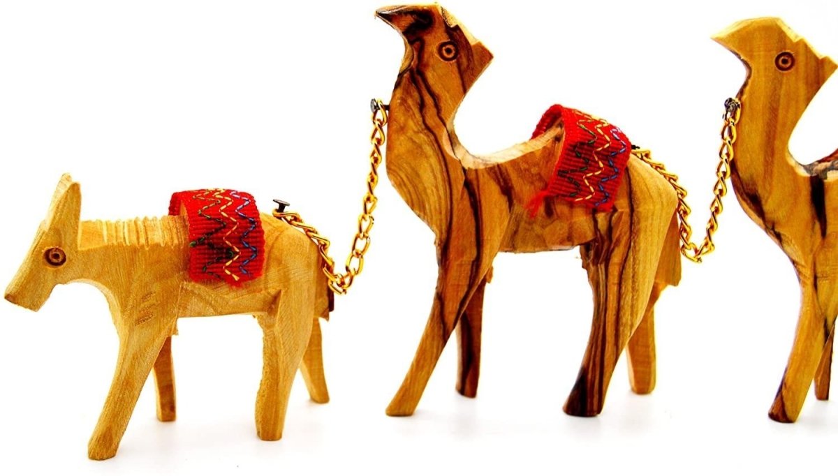 Olive Wood Camels Caravan and Donkey