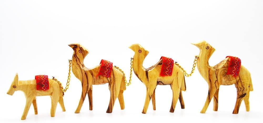 Olive Wood Camels Caravan and Donkey