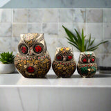 Owl Gemstone And Brass White Metal