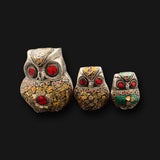 Owl Gemstone And Brass White Metal