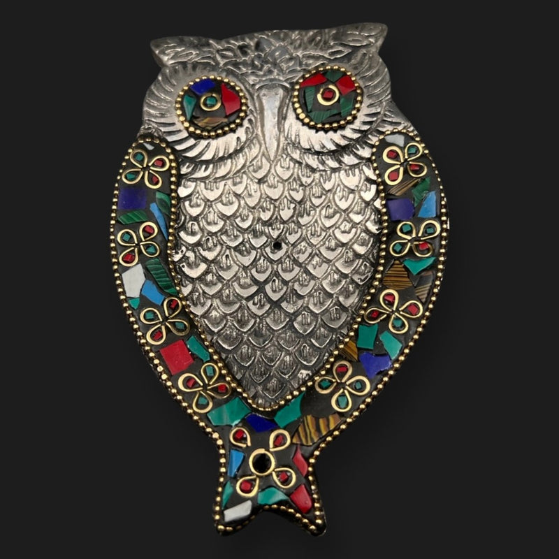 Owl Incense Stick Holder Tray Gemstone Ash Catcher