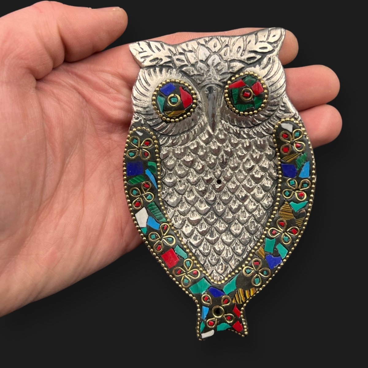 Owl Incense Stick Holder Tray Gemstone Ash Catcher