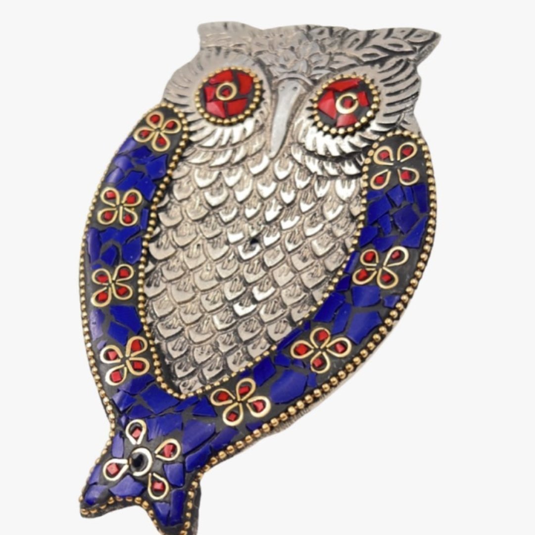 Owl Incense Stick Holder Tray Gemstone Ash Catcher