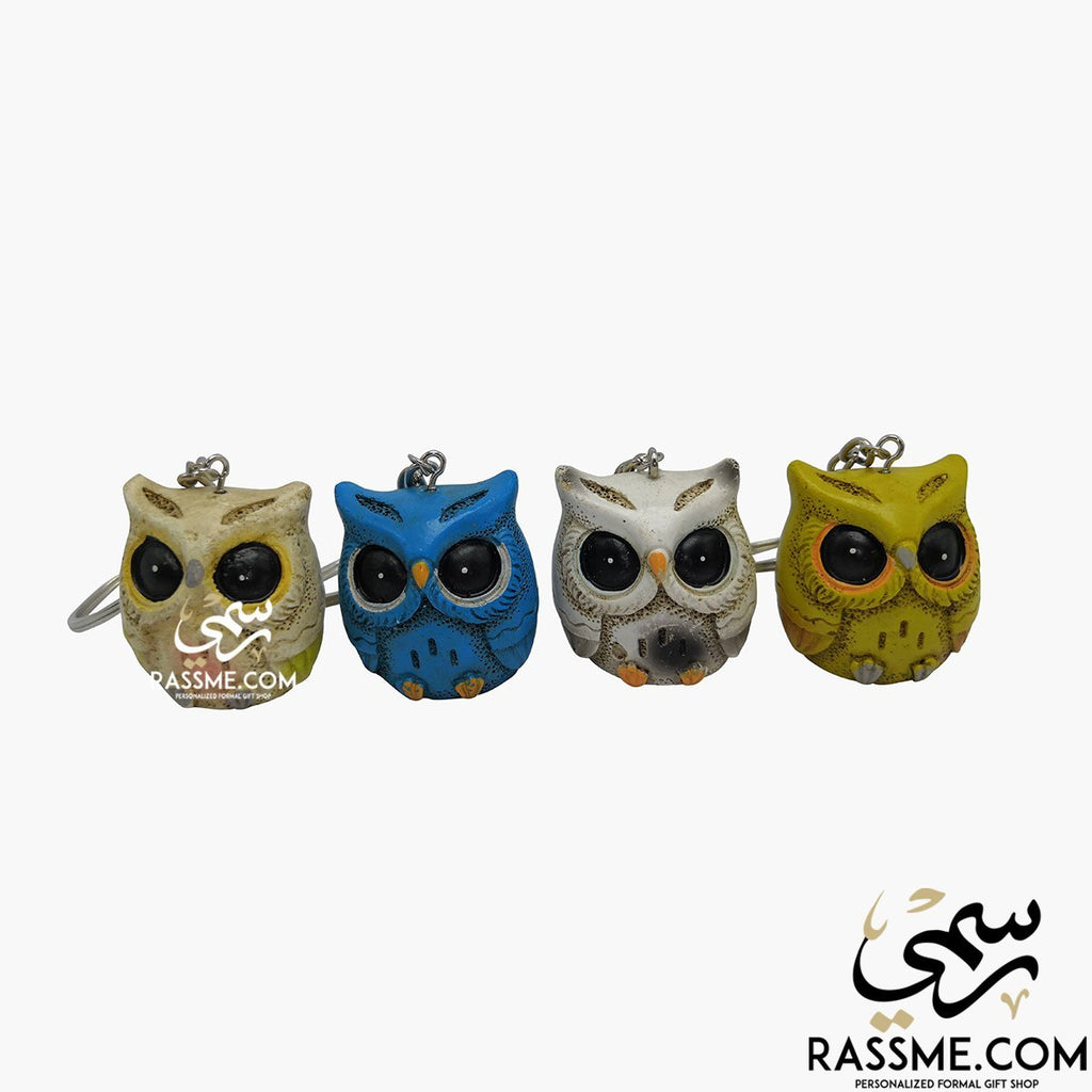 Handcrafted Colored Stone Owl Keychain