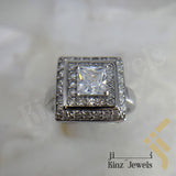 Sterling Silver Rhodium Vermeil Fine Cut Inception Square Zircon Jewelry Set