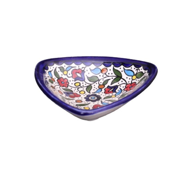 Palestinian Ceramics Pottery TRIANGLE FLORAL BOWL