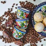 Palestinian Floral Ceramic Pot Dallah With 6 Cups Coffee Set