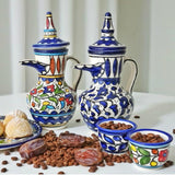 Palestinian Floral Ceramic Pot Dallah With 6 Cups Coffee Set