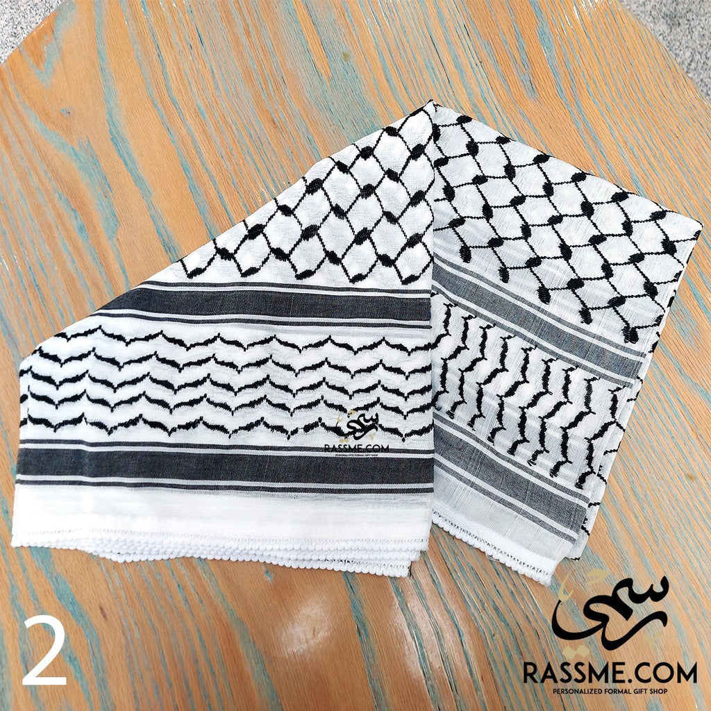Palestinian Keffiyeh Kuffiyeh Shemagh Traditional Head Scarf Black And White