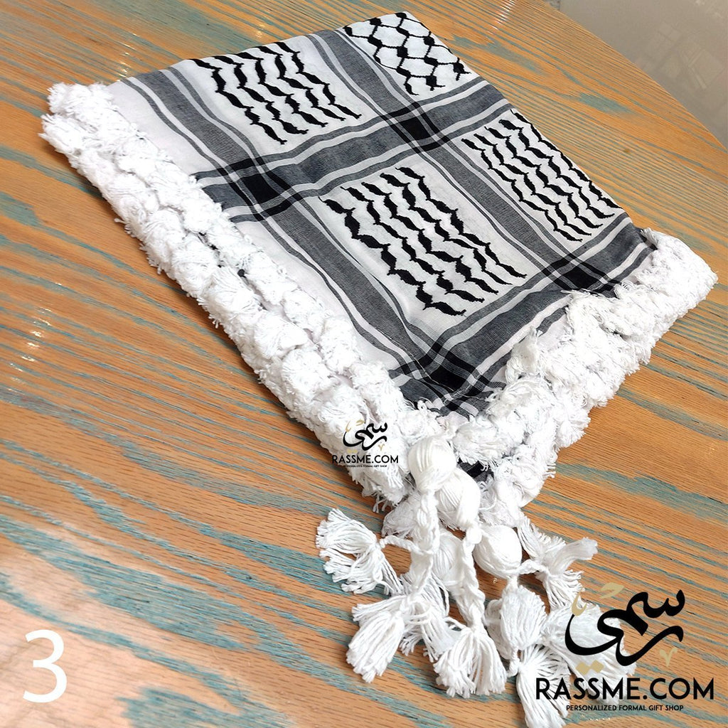 Palestinian Keffiyeh Kuffiyeh Shemagh Traditional Head Scarf Black And White