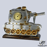 Panzer Wooden Base Clock And Temperature