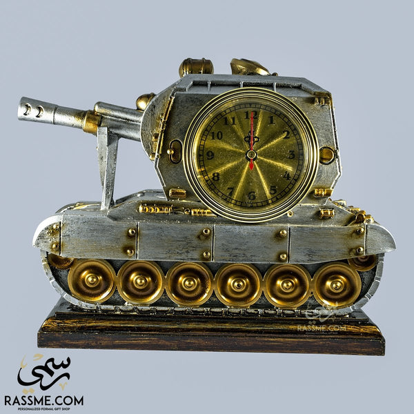 Panzer Wooden Base Clock And Temperature