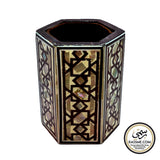 Wooden Arabesque Mother Of Pearl Pen Holder